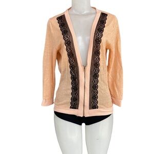 Live To Be Spoiled Cardigan Sweater Zip Up Size L